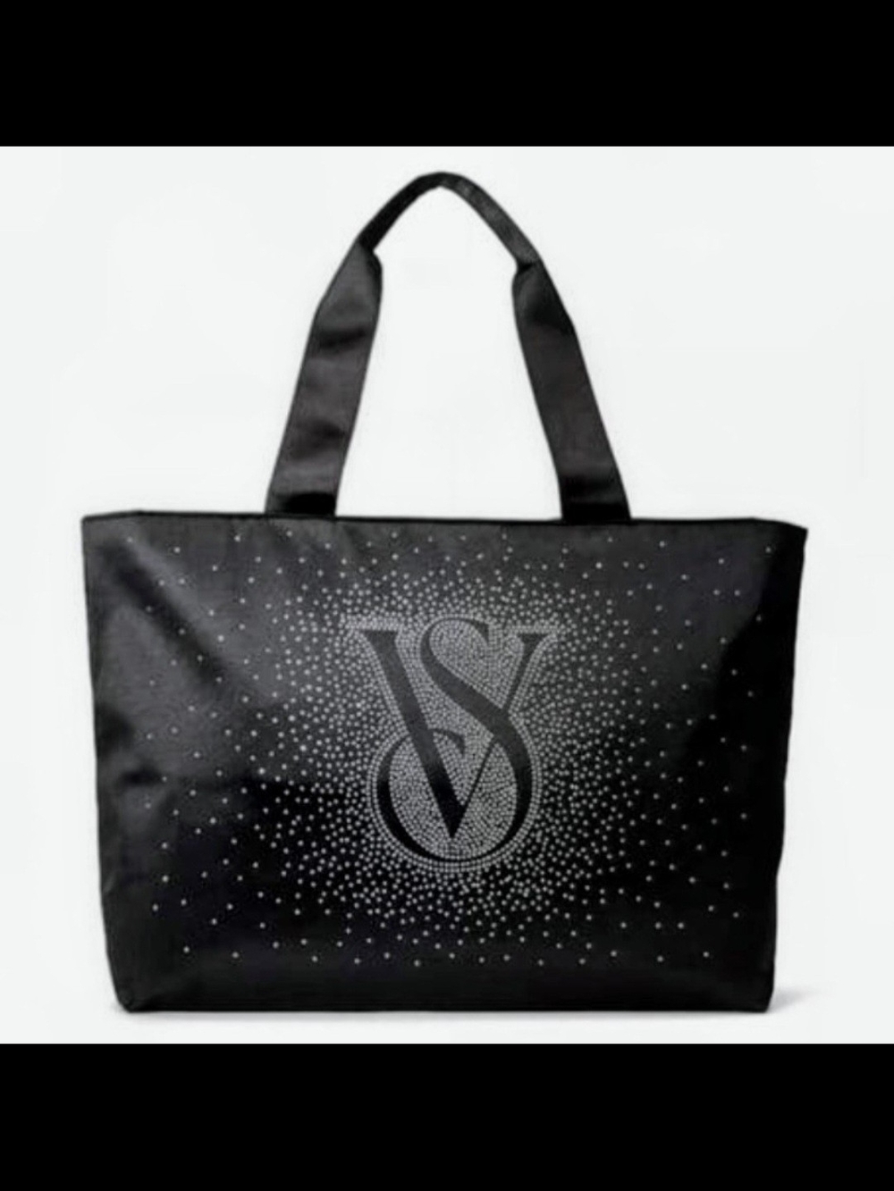 Victoria's Secret NWT Black Logo Crystal Tote Bag
